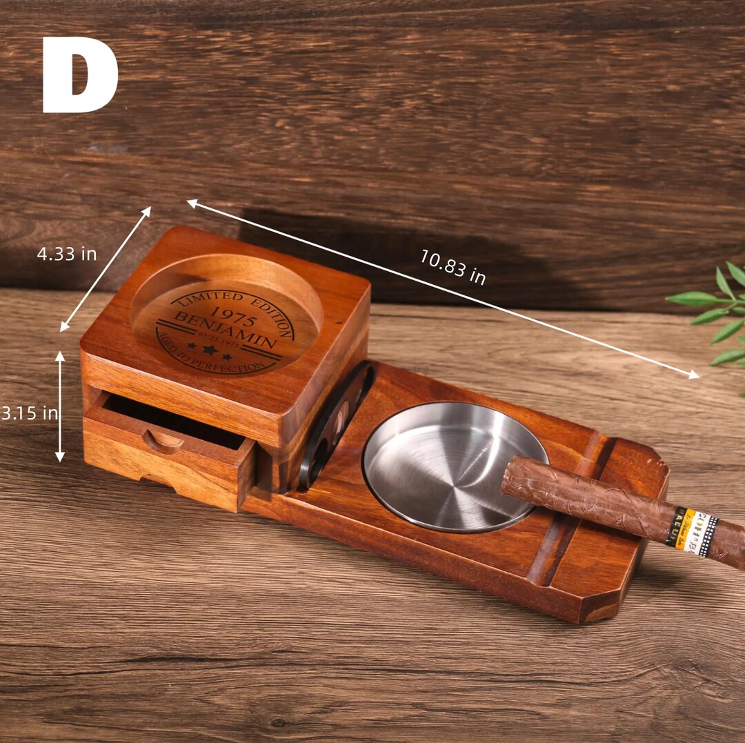 wooden cigarette ashtray Personalized Whiskey Glass Holder & Cigar Tray, 2 in 1 Cigar Yes please Our personalized Wooden Whiskey and cigar Tray Glass Holder makes the perfect wedding gift idea for your Groomsmen Wooden Ashtray Set with Multi